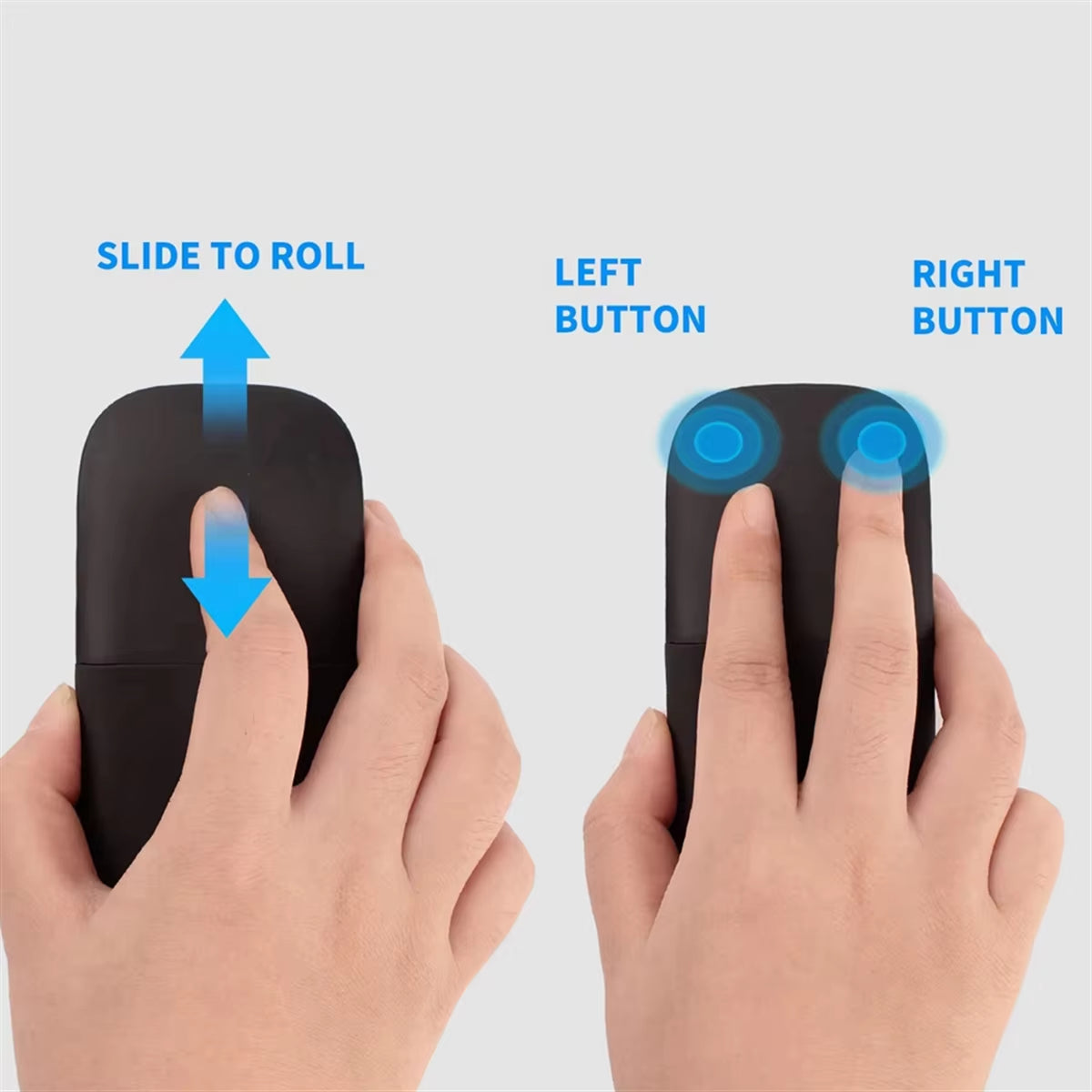 XFDE Portable Wireless Bluetooth Curved Touch Mouse Foldable Ultra-Thin Silent Ergonomic Computer Mouse for PC Laptops White