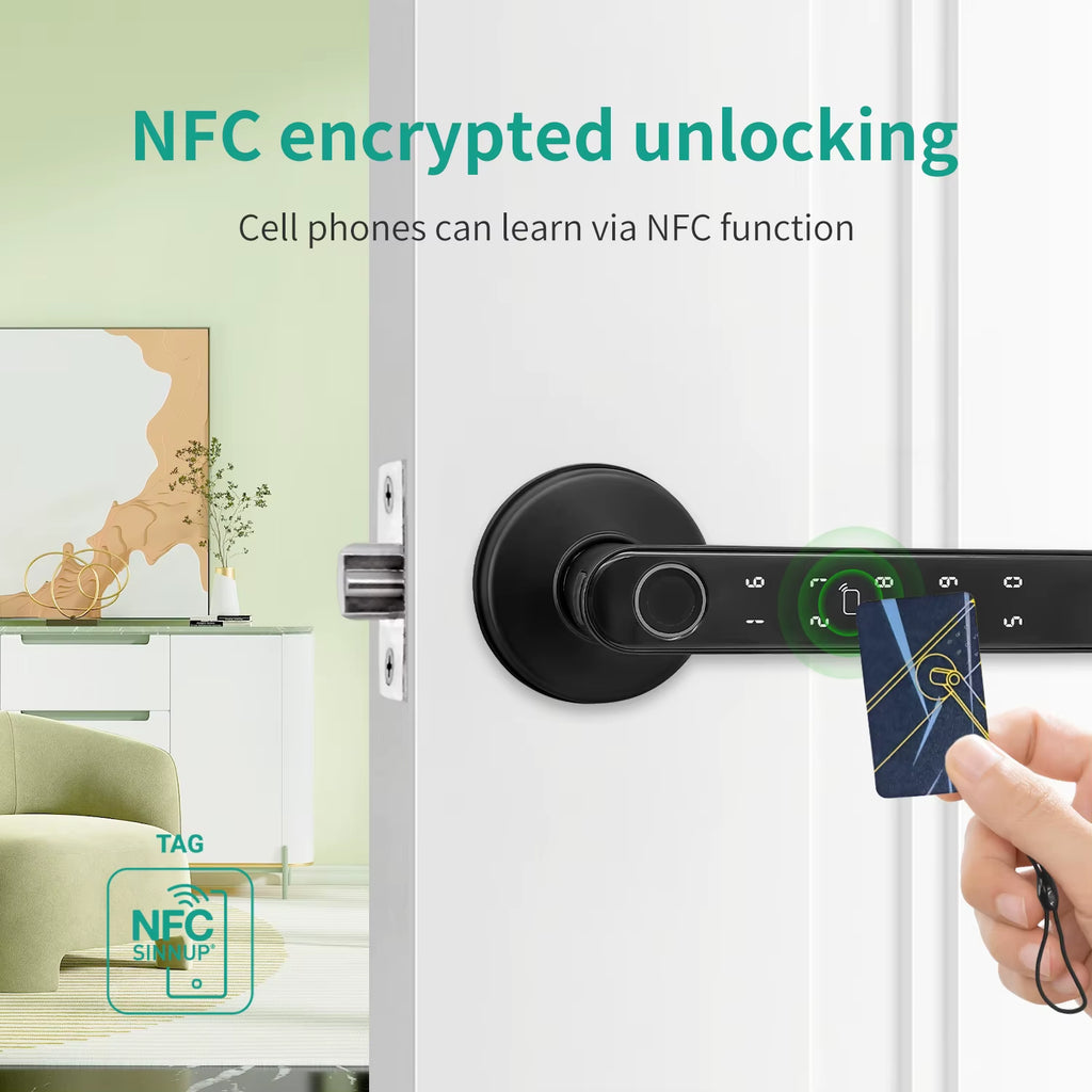 Tuya 5-In-1 Door Lock Smart Home Products Fingerprint Locks Remote Control App Unlock Support Password IC Card Key Unlock