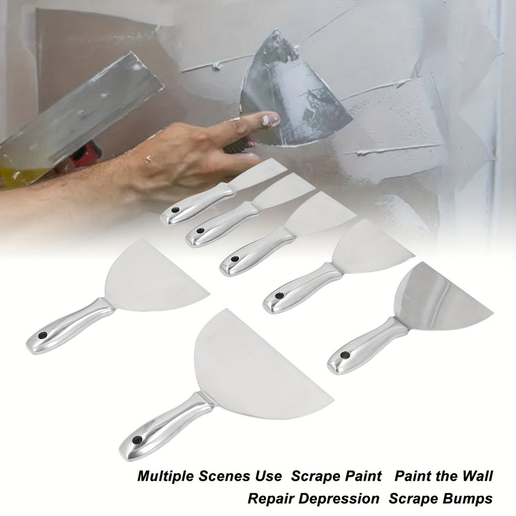 7 Pack Putty Knife Set Premium Polished All-Stainless Steel Scraper Tool for Drywall Finishing Scraping Paint, Taping Professional Grade Putty Blade Wallpaper Scraper