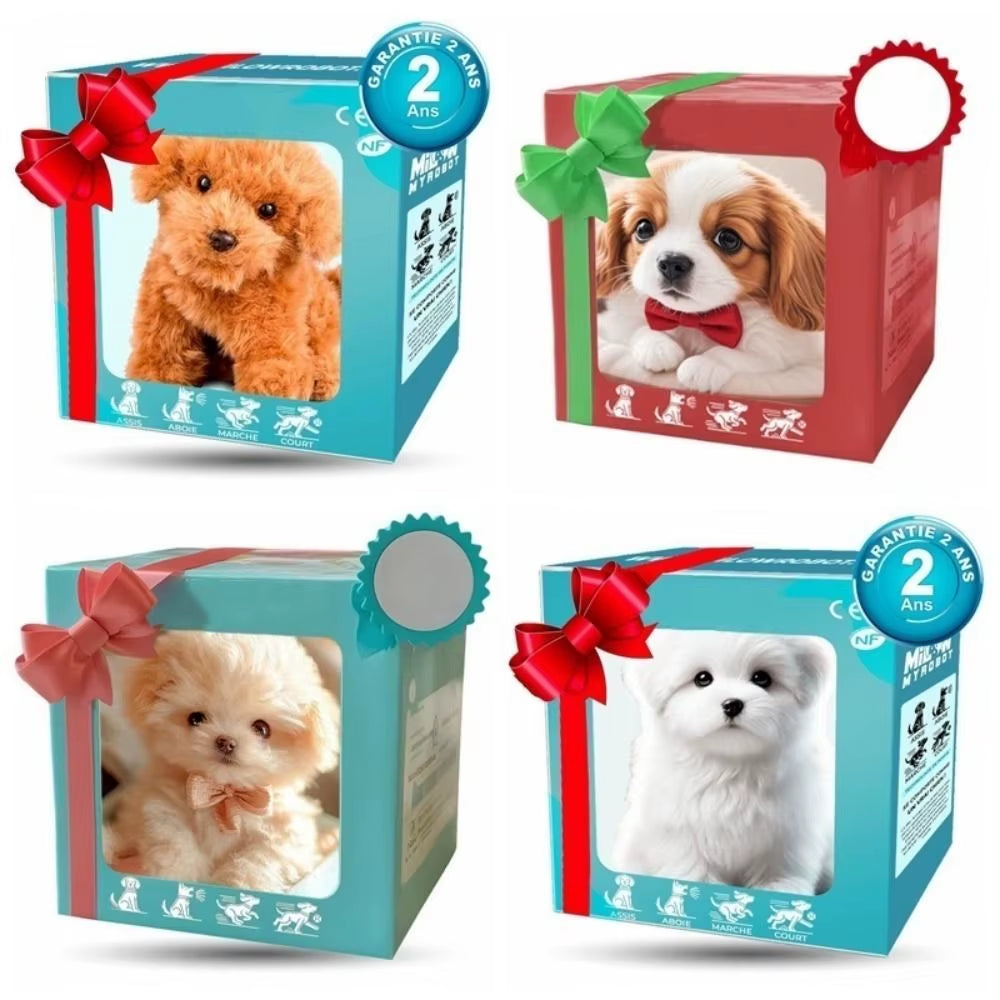 Stuffed Animals Realistic Robotic Puppy Tail Wagging Interactive Plush Robot Dog Soft Plush Barking Walking Dog Toy Kids Gift