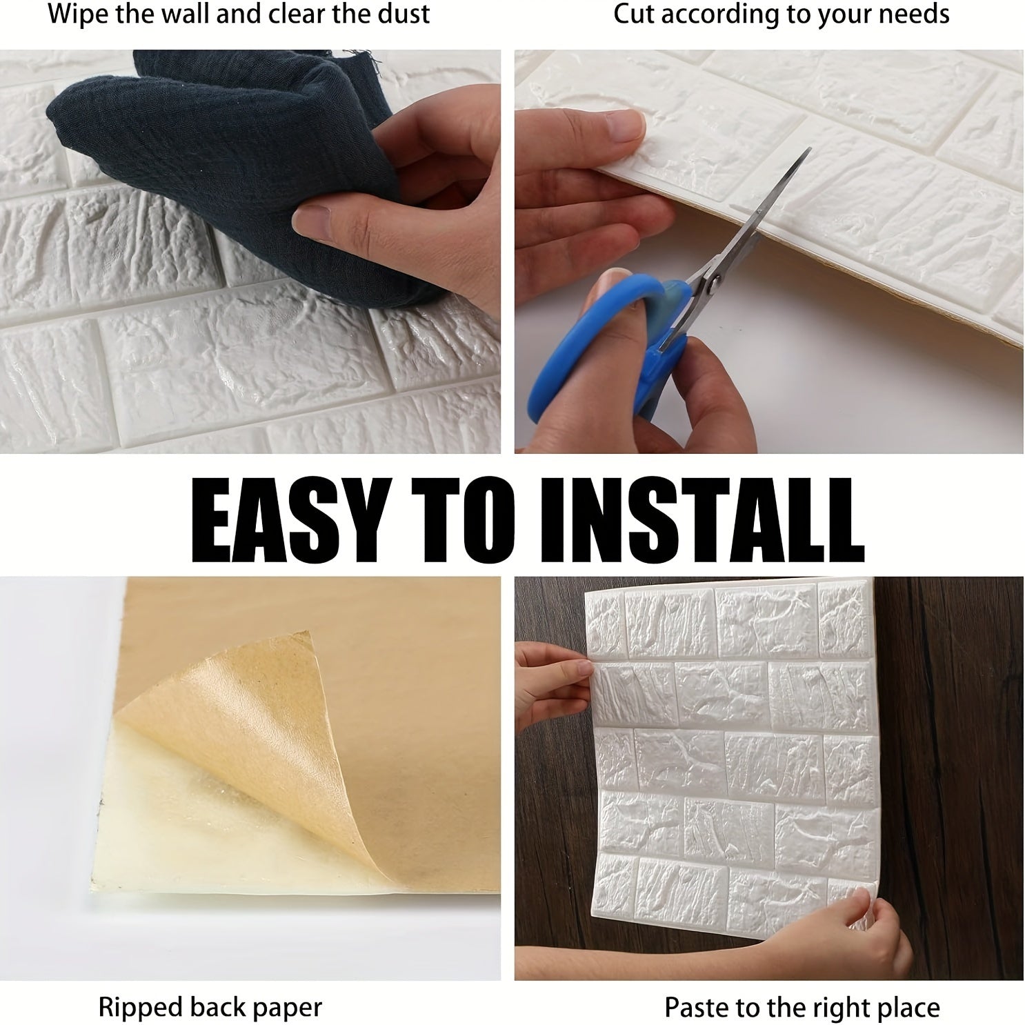 100pcs DIY 3D Wall Sticker Wallpaper, Wall Panel With Knife Foam Soft Brick Self Adhesive Waterproof Mould Proof Room Home Living Room Bahtroom Kitchen Bedding Room Decoration