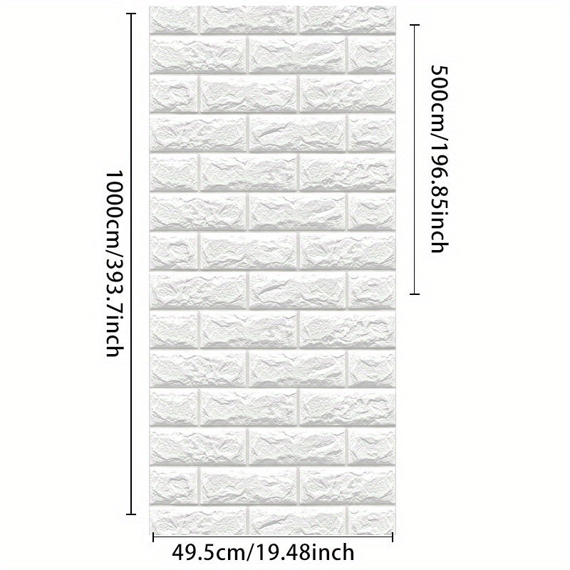 Self-Adhesive 3D Brick Wallpaper - Vinyl Wall Sticker, Washable Peel and Stick Foam Wall Tile for Living Room, Bedroom, Kitchen, Straight Match, Shapes and Stripes Style for Home, Office, and Dorm Decor