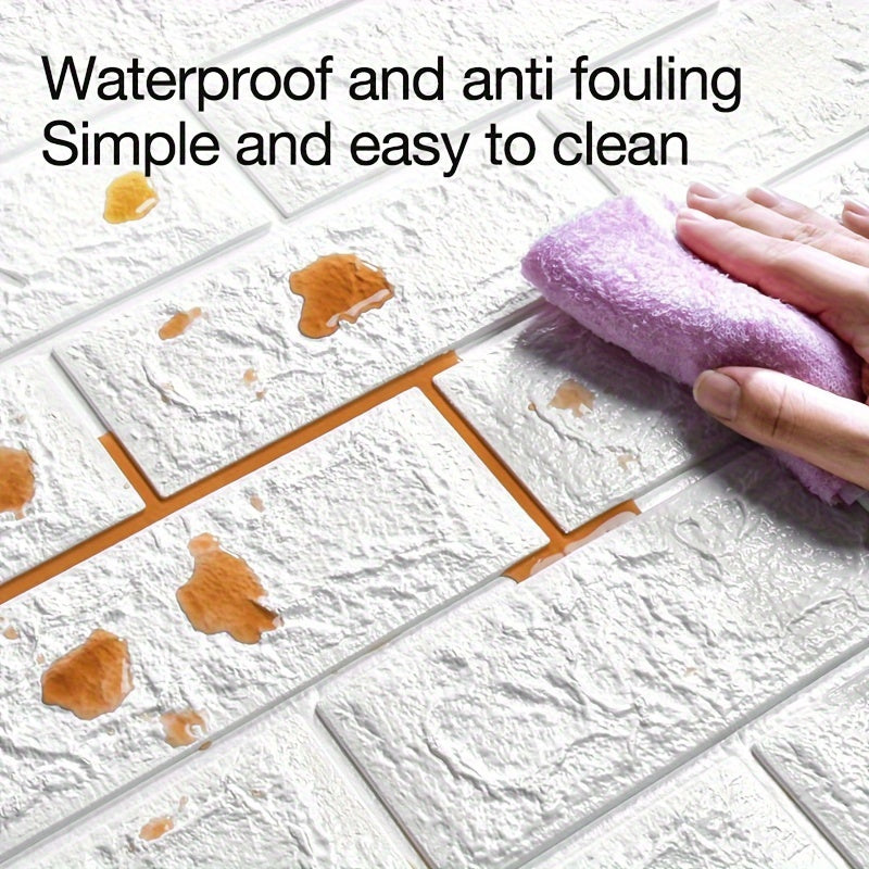 Self-Adhesive 3D Brick Wallpaper - Vinyl Wall Sticker, Washable Peel and Stick Foam Wall Tile for Living Room, Bedroom, Kitchen, Straight Match, Shapes and Stripes Style for Home, Office, and Dorm Decor