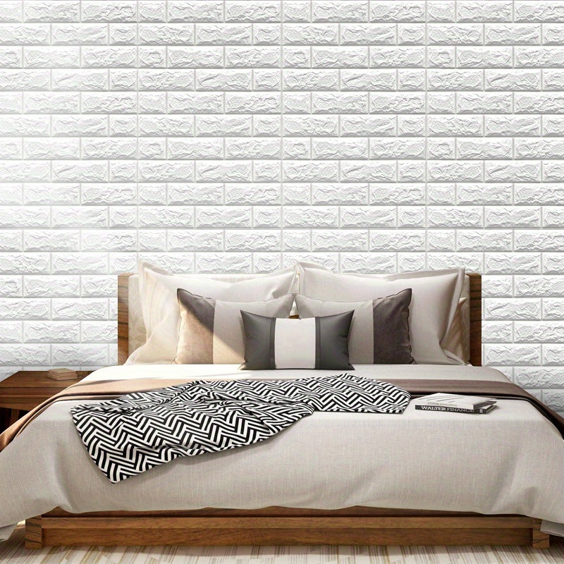 Self-Adhesive 3D Brick Wallpaper - Vinyl Wall Sticker, Washable Peel and Stick Foam Wall Tile for Living Room, Bedroom, Kitchen, Straight Match, Shapes and Stripes Style for Home, Office, and Dorm Decor
