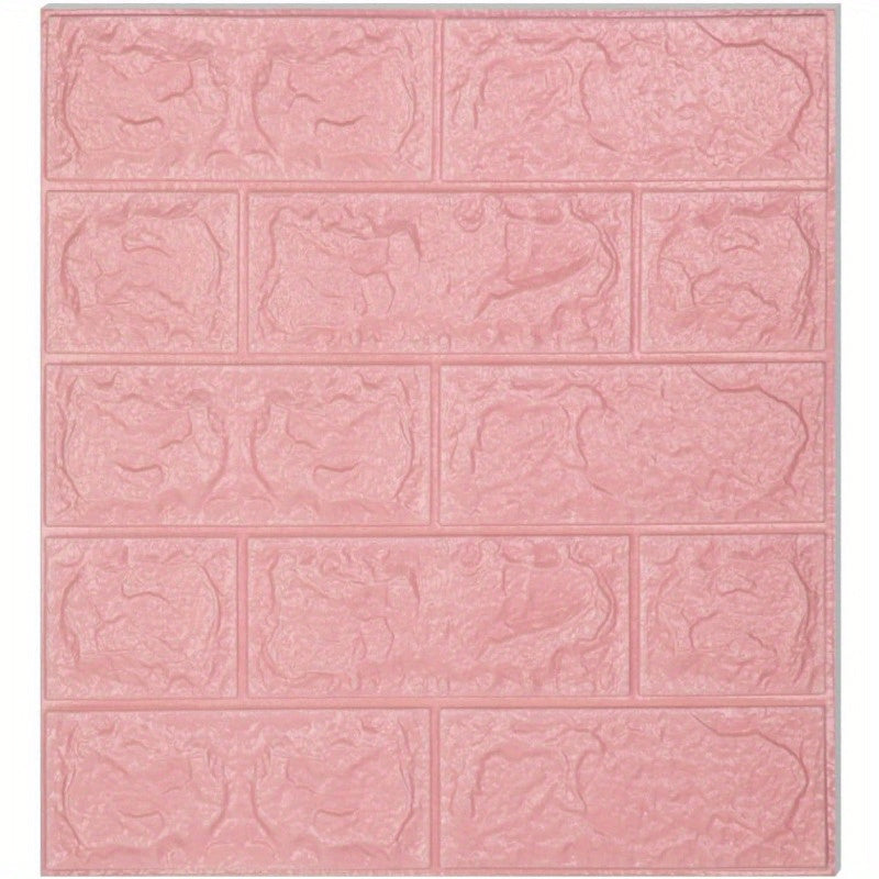 3D Wall Panels Peel and Stick, XPE Foam Stone 3D Wallpaper, Textured Faux Brick Wall Panels Pink. 40PCS/ 60PCS