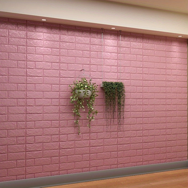 3D Wall Panels Peel and Stick, XPE Foam Stone 3D Wallpaper, Textured Faux Brick Wall Panels Pink. 40PCS/ 60PCS