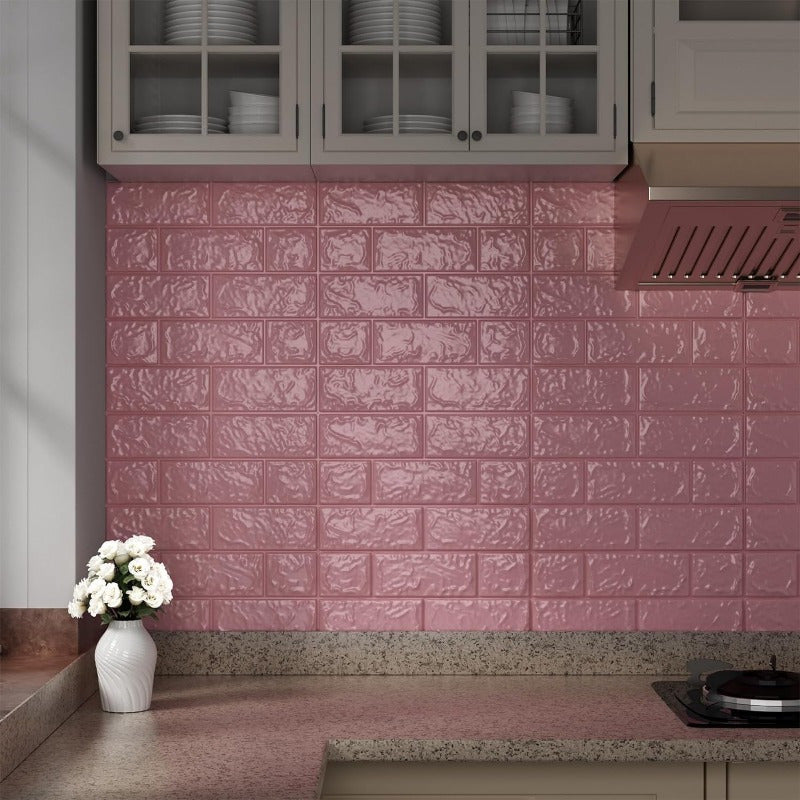 3D Wall Panels Peel and Stick, XPE Foam Stone 3D Wallpaper, Textured Faux Brick Wall Panels Pink. 40PCS/ 60PCS