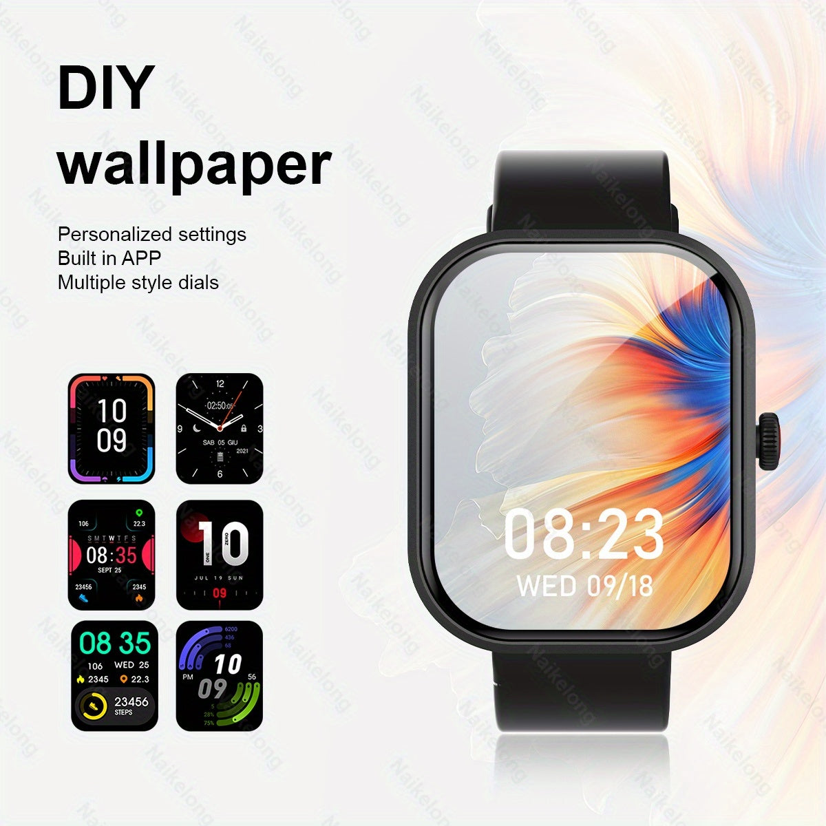 1.85" Full Touch Screen Smartwatch with Multiple Sports Modes, Wireless Call/Dial, Customizable Wallpaper, Notifications & Caller ID, Compatible with iPhone/Android, USB Charging, ≤36V Operating Voltage, Rechargeable Lithiu