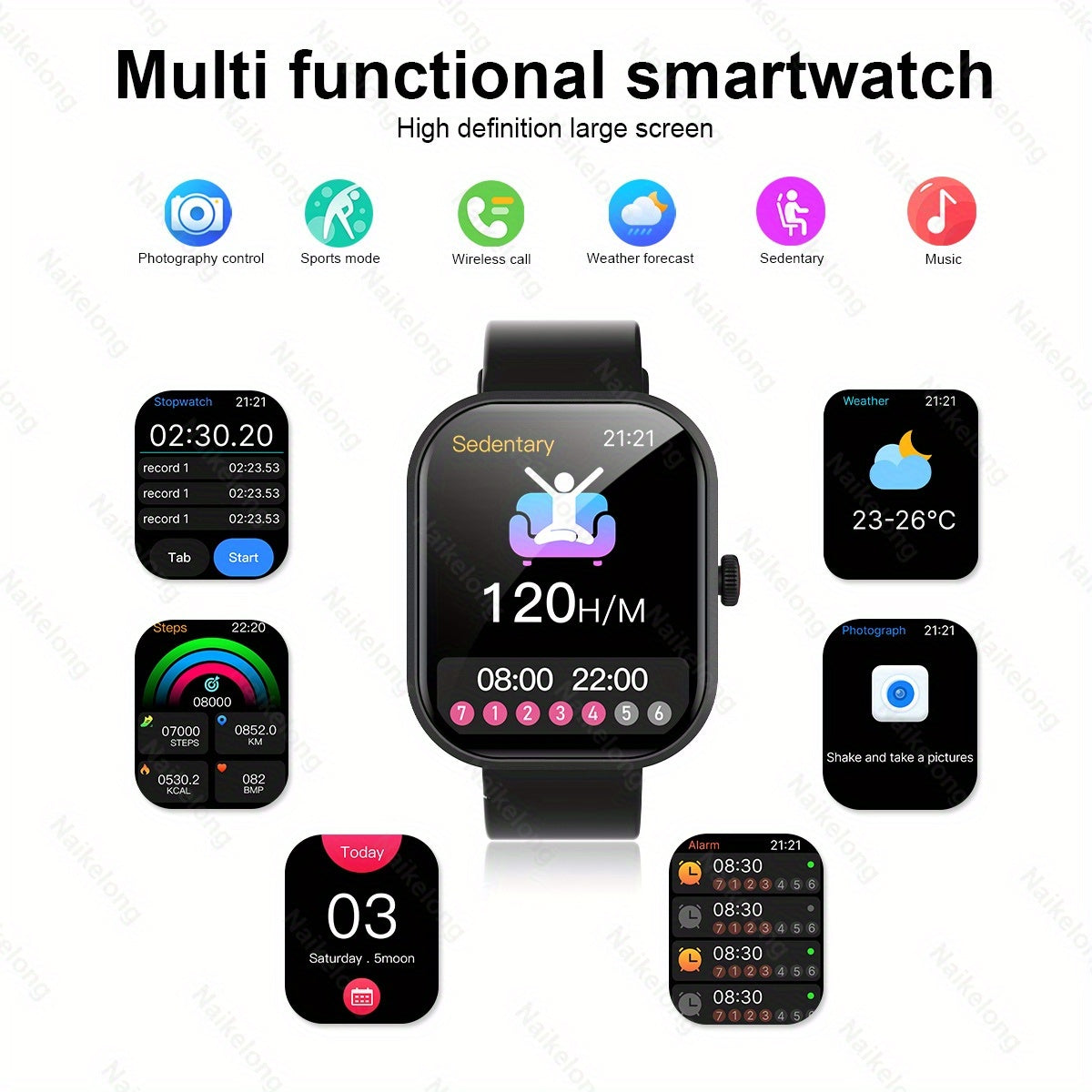 1.85" Full Touch Screen Smartwatch with Multiple Sports Modes, Wireless Call/Dial, Customizable Wallpaper, Notifications & Caller ID, Compatible with iPhone/Android, USB Charging, ≤36V Operating Voltage, Rechargeable Lithiu