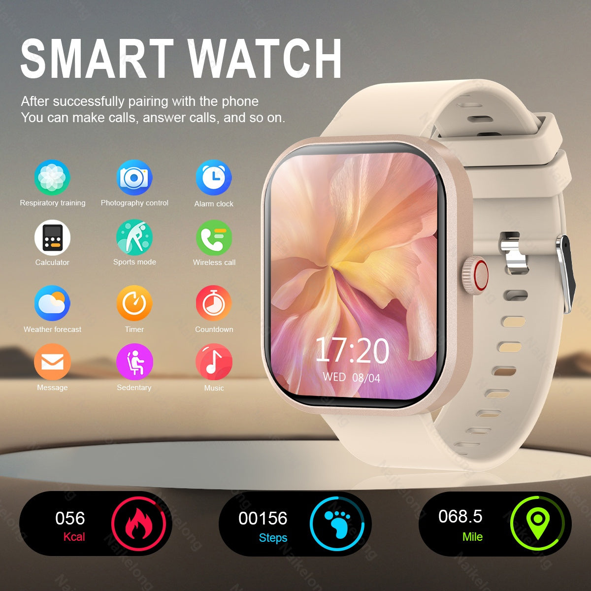 1.85" Full Touch Screen Smartwatch with Multiple Sports Modes, Wireless Call/Dial, Customizable Wallpaper, Notifications & Caller ID, Compatible with iPhone/Android, USB Charging, ≤36V Operating Voltage, Rechargeable Lithiu