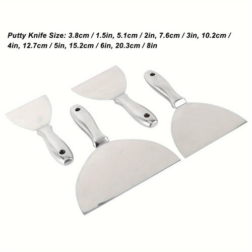 7 Pack Putty Knife Set Premium Polished All-Stainless Steel Scraper Tool for Drywall Finishing Scraping Paint, Taping Professional Grade Putty Blade Wallpaper Scraper