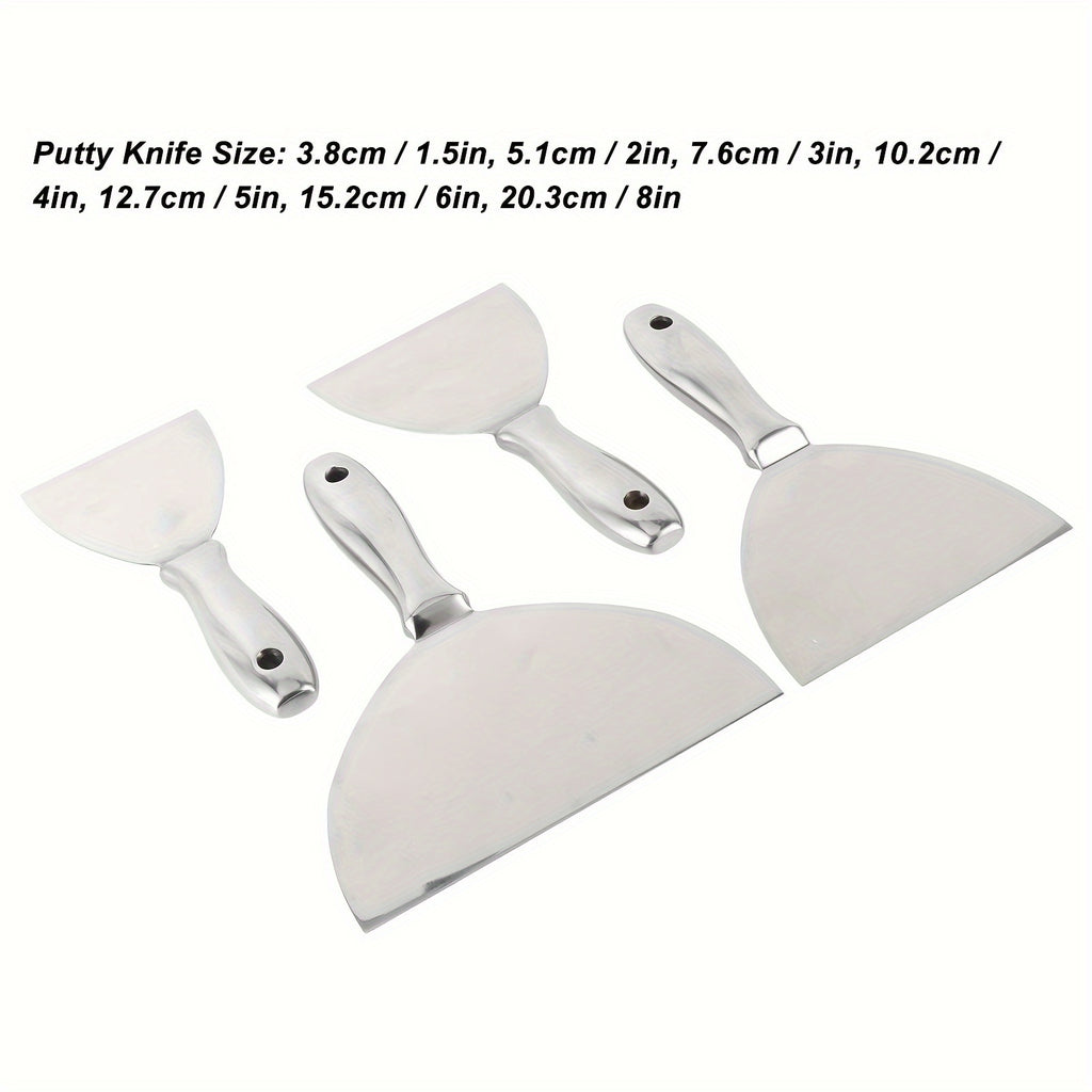 7 Pack Putty Knife Set Premium Polished All-Stainless Steel Scraper Tool for Drywall Finishing Scraping Paint, Taping Professional Grade Putty Blade Wallpaper Scraper