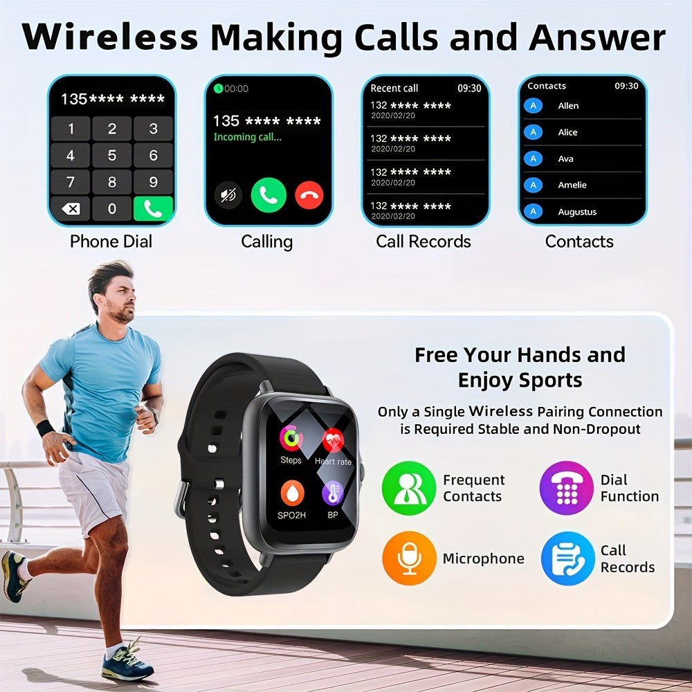 Smart Watch For Men And Women Wireless Calling Dial, Heart Rate Monitor, Multi-Sport Mode Sports Watches, Custom Wallpaper, Activity Monitoring, For IOS/Andriod