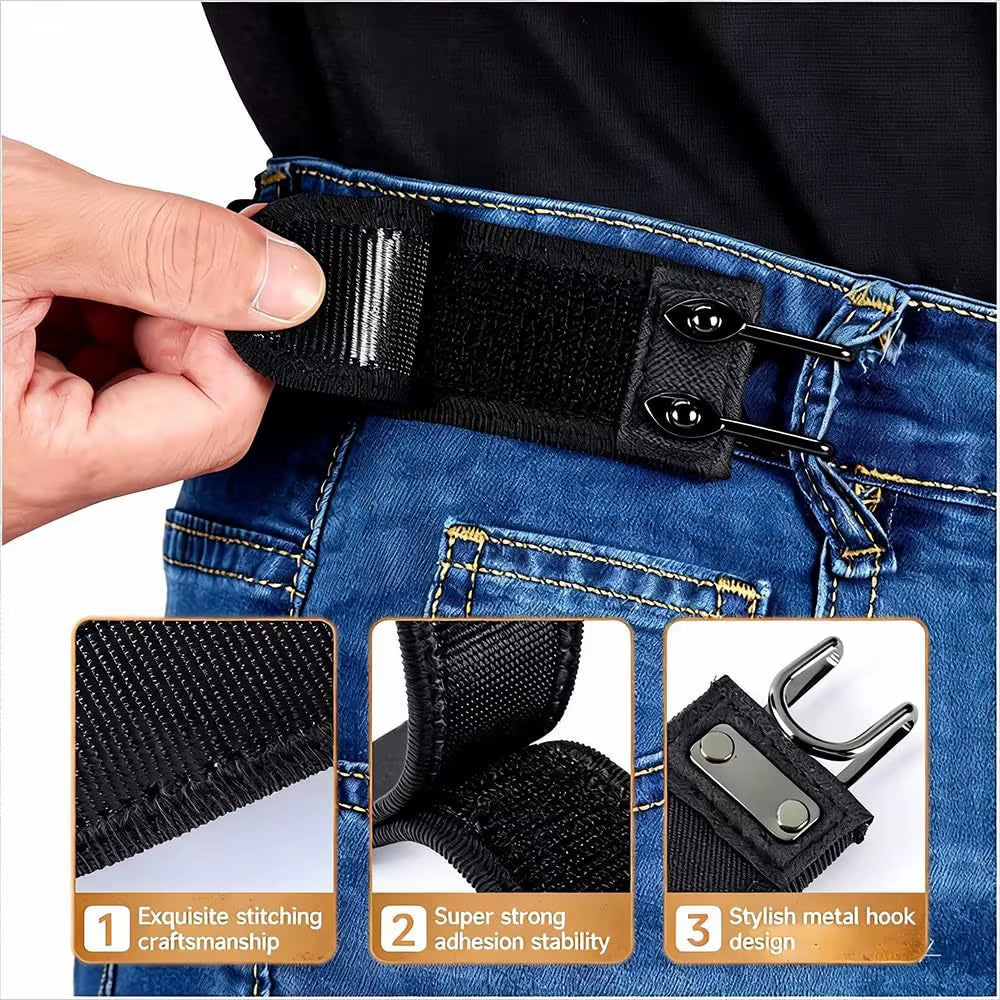 New Unisex Buckleless Belt Hook Adjustable Comfortable Elastic Velcro Waist Belt for Outdoor Work Daily Carry 1/2/4/8/20Pcs