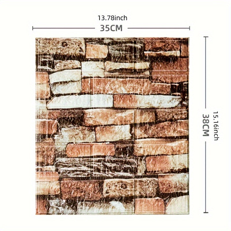 100pcs DIY 3D Wall Sticker Wallpaper, Wall Panel With Knife Foam Soft Brick Self Adhesive Waterproof Mould Proof Room Home Living Room Bahtroom Kitchen Bedding Room Decoration
