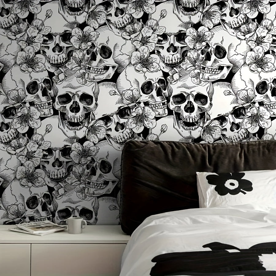 Self-Adhesive Vinyl Wallpaper - Detachable Animal Skull Pattern Wall Decor, Waterproof Soundproof Vinyl Wall Sticker for Living Room, Bedroom, Dining Room, Dorm, Shops, Bathroom - Random Match Easy Install Decal for Home Furn