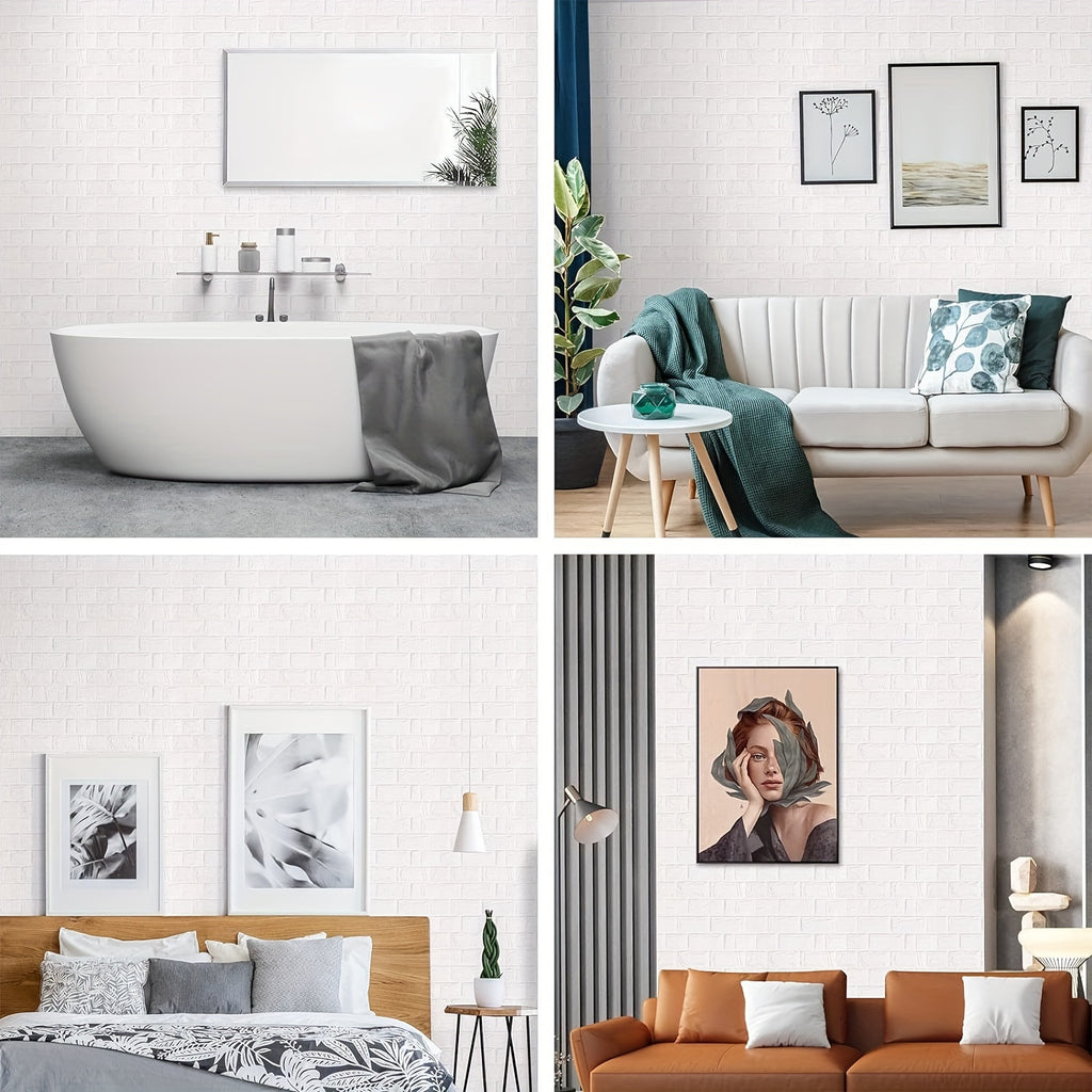 100pcs DIY 3D Wall Sticker Wallpaper, Wall Panel With Knife Foam Soft Brick Self Adhesive Waterproof Mould Proof Room Home Living Room Bahtroom Kitchen Bedding Room Decoration