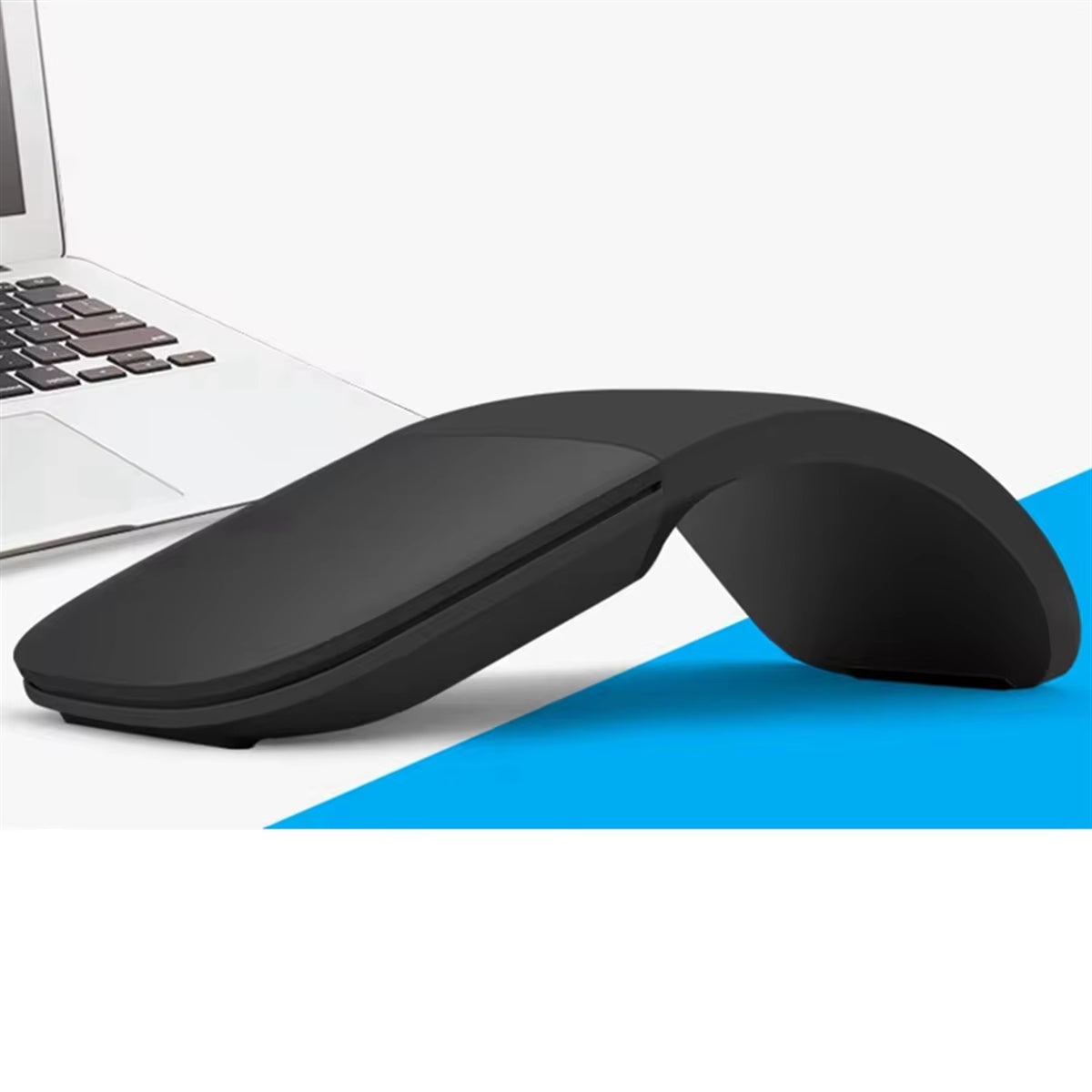 XFDE Portable Wireless Bluetooth Curved Touch Mouse Foldable Ultra-Thin Silent Ergonomic Computer Mouse for PC Laptops White