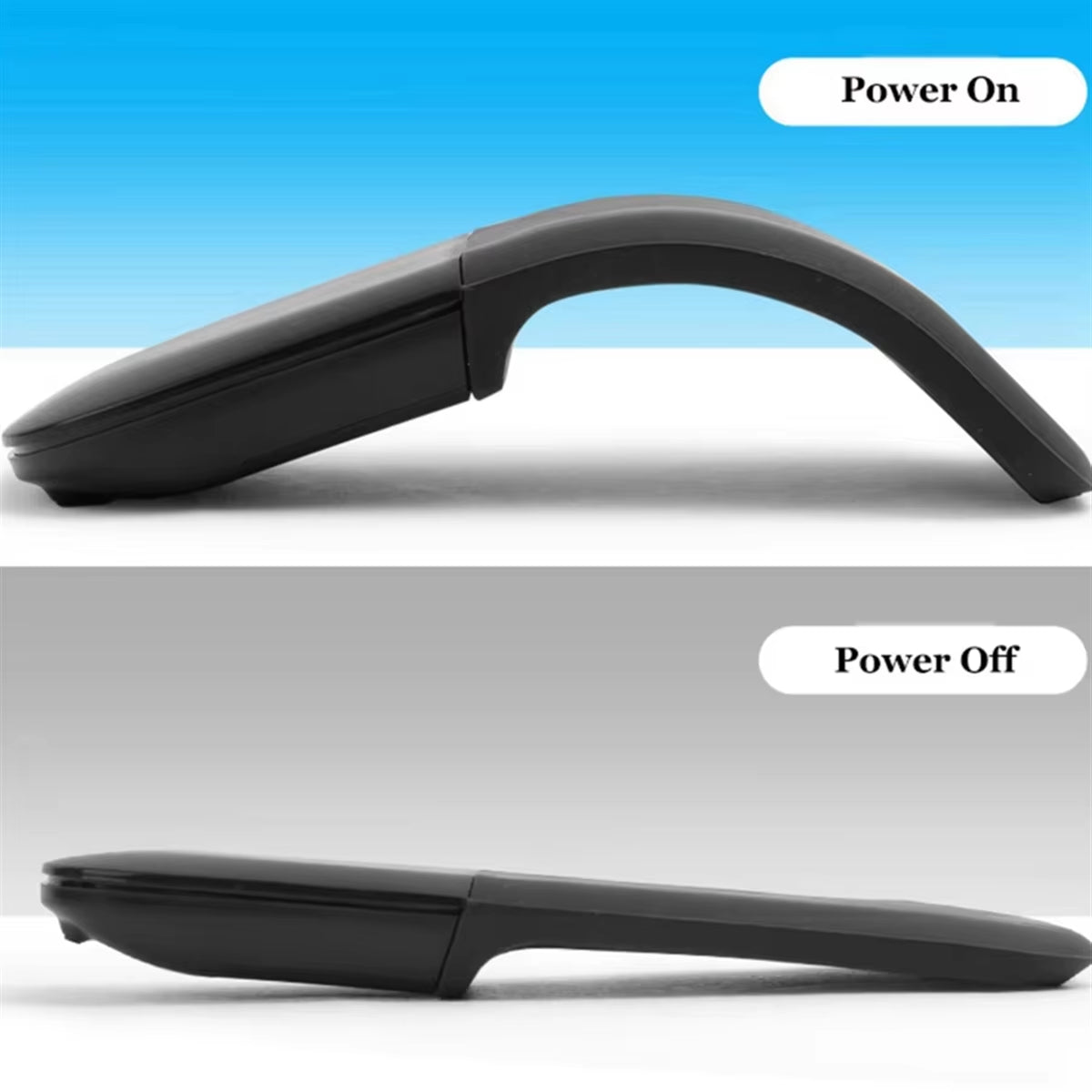 XFDE Portable Wireless Bluetooth Curved Touch Mouse Foldable Ultra-Thin Silent Ergonomic Computer Mouse for PC Laptops White