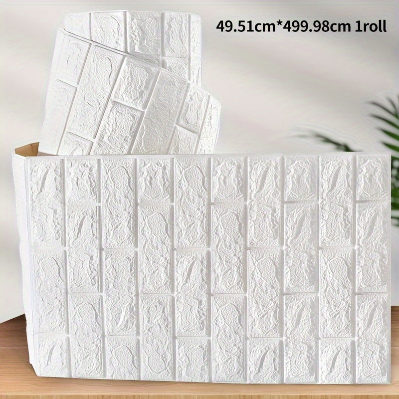 Self-Adhesive 3D Brick Wallpaper - Vinyl Wall Sticker, Washable Peel and Stick Foam Wall Tile for Living Room, Bedroom, Kitchen, Straight Match, Shapes and Stripes Style for Home, Office, and Dorm Decor