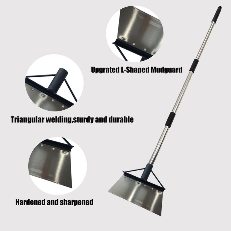 Garden Flat Shovel - Snow Ice Scraper,Multifunctional Garden Cleaning Shovels, Heavy Duty Floor Scrapers Long Handle,Metal Weeding Scraper for Lawn Edging, Snow Ice Removal