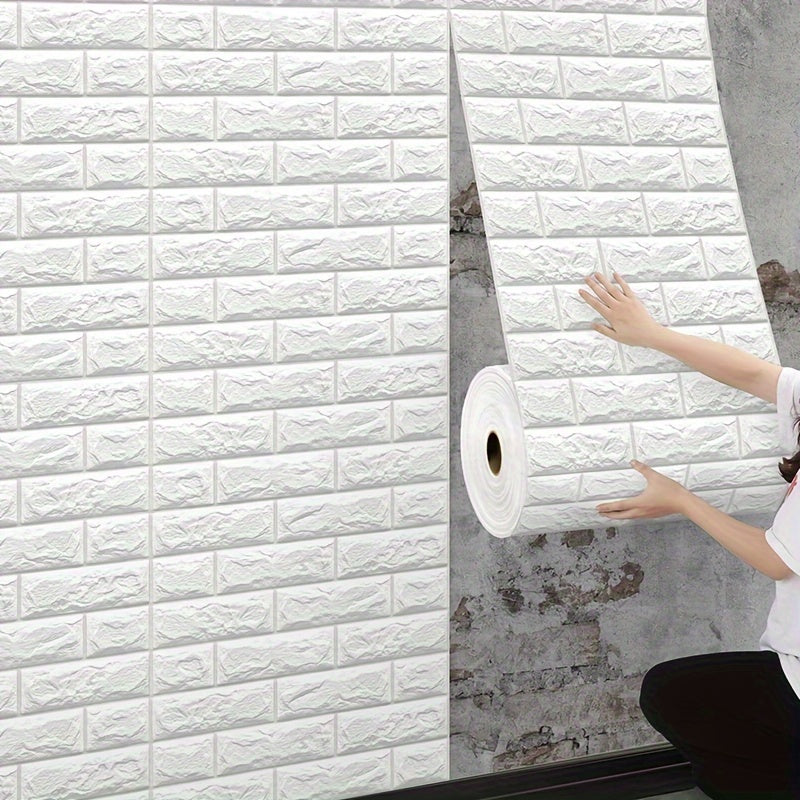 Self-Adhesive 3D Brick Wallpaper - Vinyl Wall Sticker, Washable Peel and Stick Foam Wall Tile for Living Room, Bedroom, Kitchen, Straight Match, Shapes and Stripes Style for Home, Office, and Dorm Decor