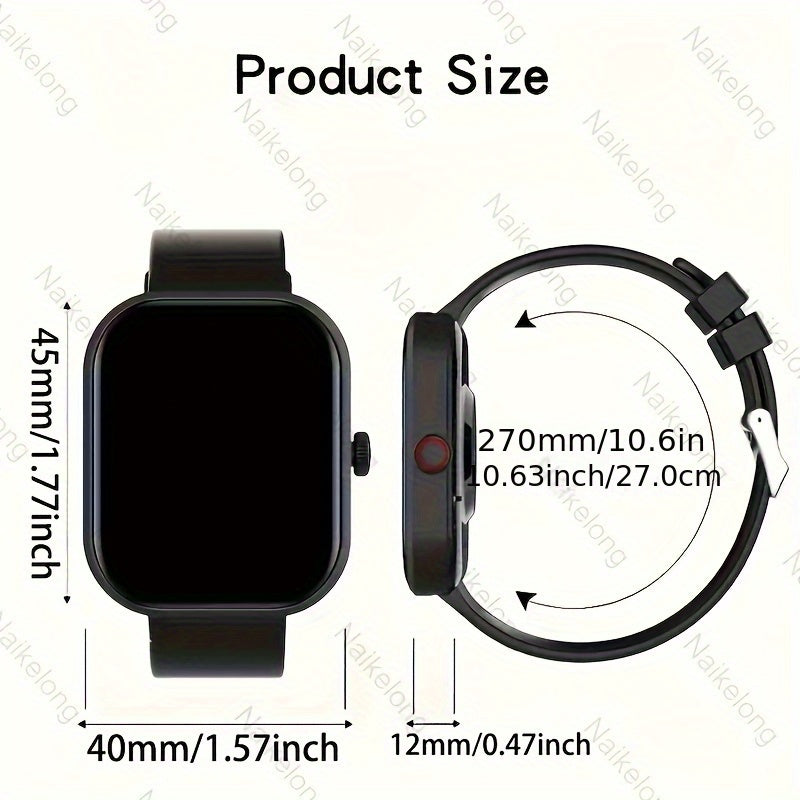 1.85" Full Touch Screen Smartwatch with Multiple Sports Modes, Wireless Call/Dial, Customizable Wallpaper, Notifications & Caller ID, Compatible with iPhone/Android, USB Charging, ≤36V Operating Voltage, Rechargeable Lithiu