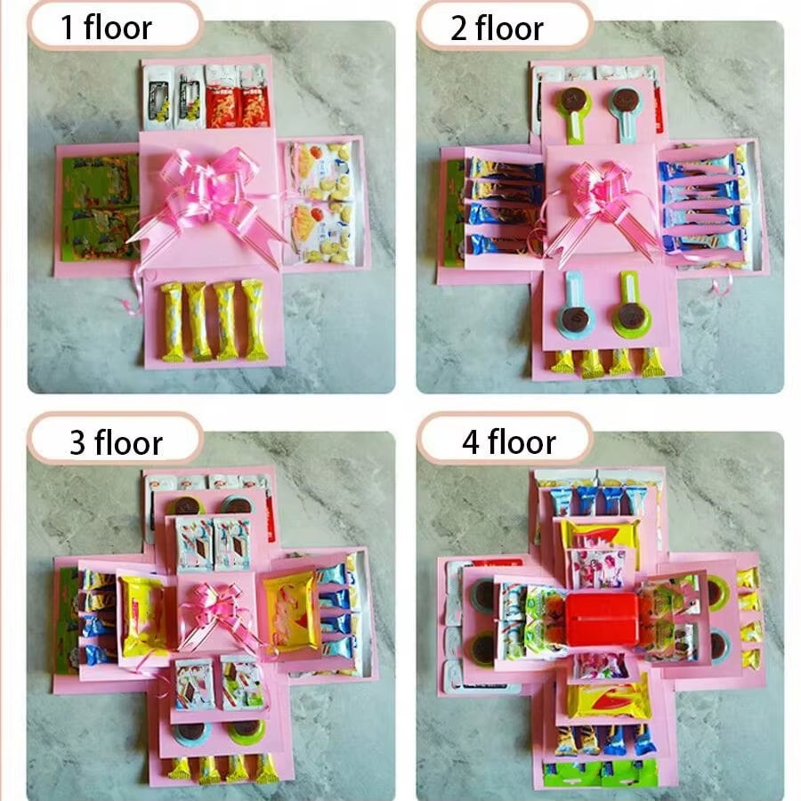 DIY Creative Explosion Gift Wrap Box to Create a 5-Layer of Various Gifts Birthday Mysterious Gift Valentine'S Day Gifts Decor
