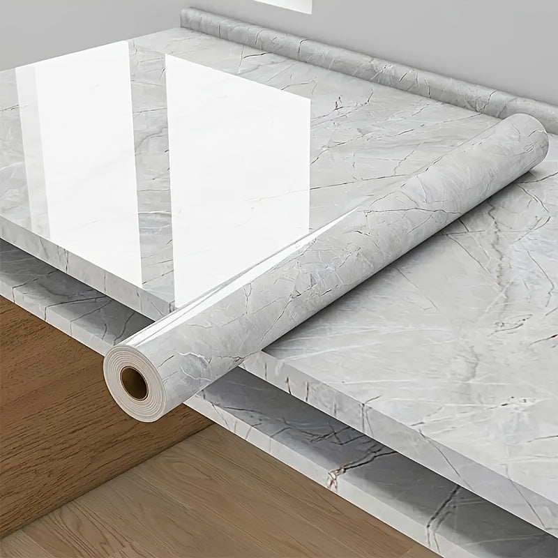 Waterproof Peel & Stick Marble Wallpaper - Self-Adhesive Vinyl Bathroom Wall Stickers with Realistic Veining, High Quality Textured Marble Design for Moisture-Resistant Home Decor, Easy Install Classic Style Wallpaper for Bat