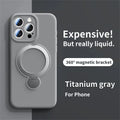 Magnetic Bracket Phone Case for  Air 17 16 15 14 13 Pro Max for Magsafe Liquid Silicone 360°Rotate Metal Ring Stand Cover