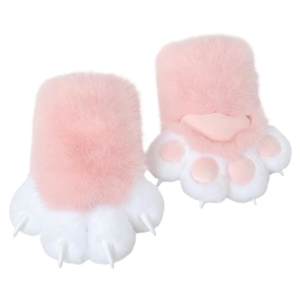 Kawaii Cartoon Cosplay Costume Gloves Furry Fursuit Kigurumi Plush Cat Paw Gloves Thicken Warm Cat Claw Mittens Gifts