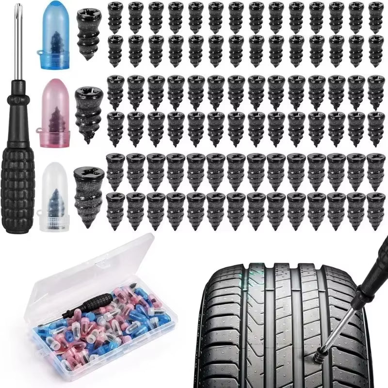 85X Tire Repair Screws Puncture Set Vacuum Car Tyre Repair Rubber Nail Set Tubeless Repair Tools Kit for Motorcycle Truck