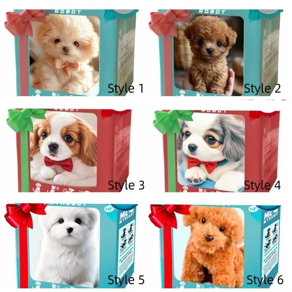 Stuffed Animals Realistic Robotic Puppy Tail Wagging Interactive Plush Robot Dog Soft Plush Barking Walking Dog Toy Kids Gift