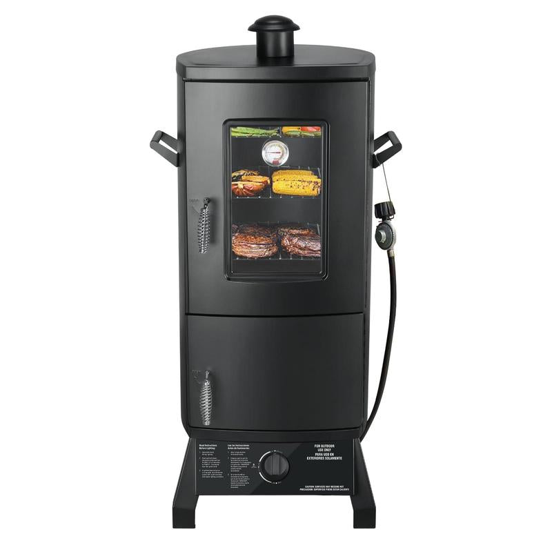 MBY Vertical Propane Smoker Set with Cover, BBQ Smoker Grill, Three Removable Smoking Shelves, Temperature Control, Alloy Steel