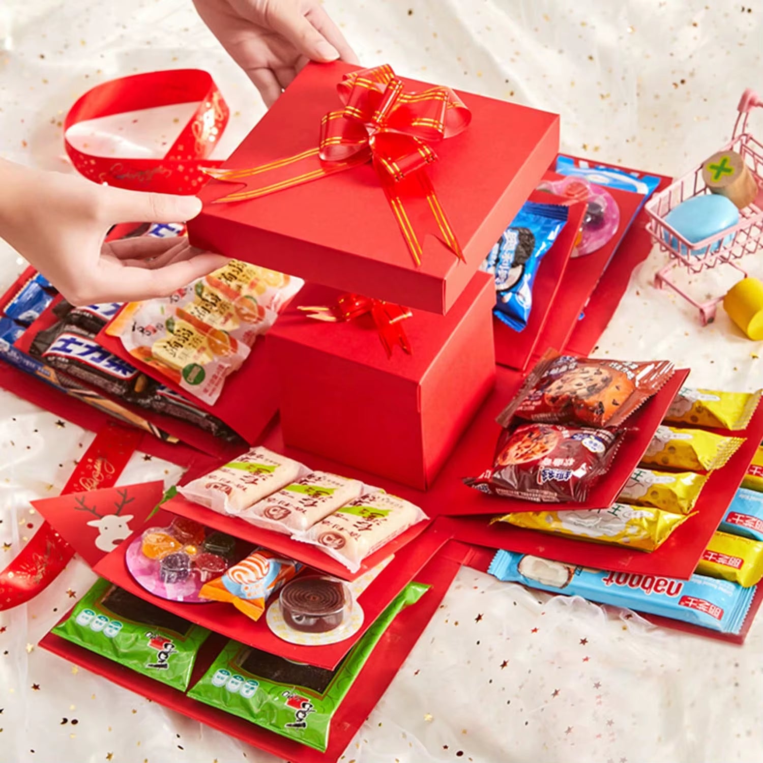 DIY Creative Explosion Gift Wrap Box to Create a 5-Layer of Various Gifts Birthday Mysterious Gift Valentine'S Day Gifts Decor