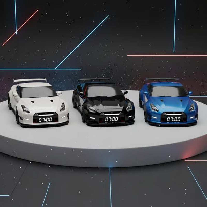 Hypercar Alarm Clock, Realistic Engine & Light Effects, Sports Car Ornament, Sports Car Alarm Clock with Crystal Clear LED Display Screen, the Best Gift for Cars Enthusiasts