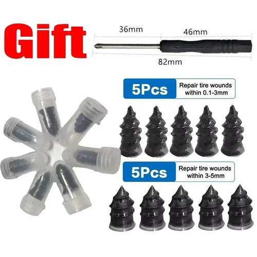 85X Tire Repair Screws Puncture Set Vacuum Car Tyre Repair Rubber Nail Set Tubeless Repair Tools Kit for Motorcycle Truck
