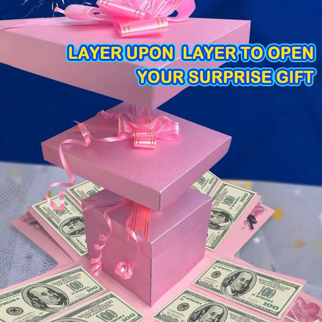 DIY Creative Explosion Gift Wrap Box to Create a 5-Layer of Various Gifts Birthday Mysterious Gift Valentine'S Day Gifts Decor