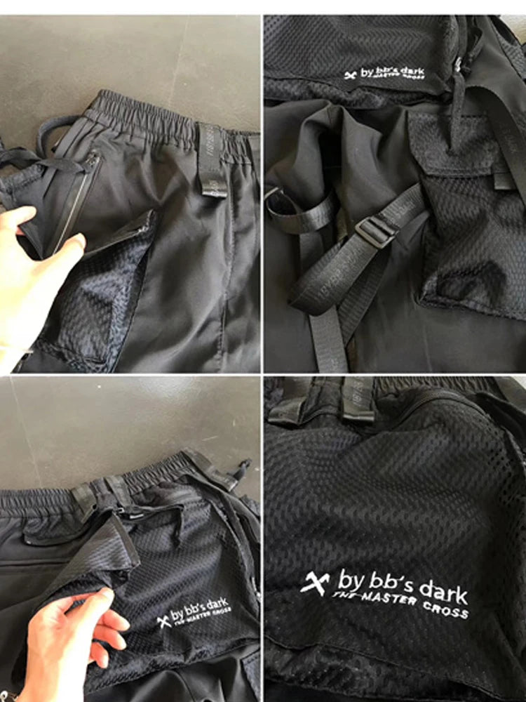 Ribbons Multi Pockets Cargo Pants Harajuku Casual Track Trouser Streetwear Techwear Pants Joggers Cyberpunk Men's clothes