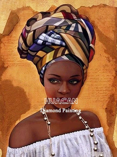 Huacan 5d Diamond Painting African Woman Handmade Gift Embroidery Portrait Farmhouse Home Decor Home Decor