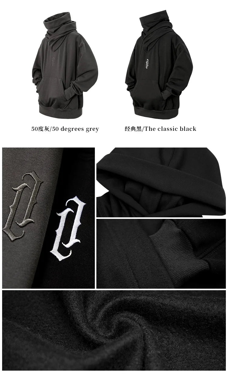Unisex Autumn Winter High collar loose hooded Men's clothes Harajuku High Street streetwear oversize Sweatshirt hoodie Hiphop