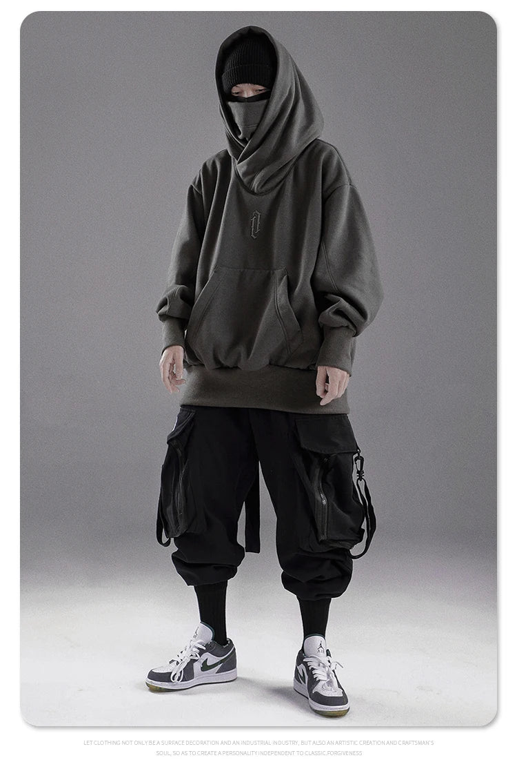 Autumn winter High collar hoodie loose comfortable Men's clothes Harajuku Hiphop streetwear Fleece hooded oversize Sweatshirt