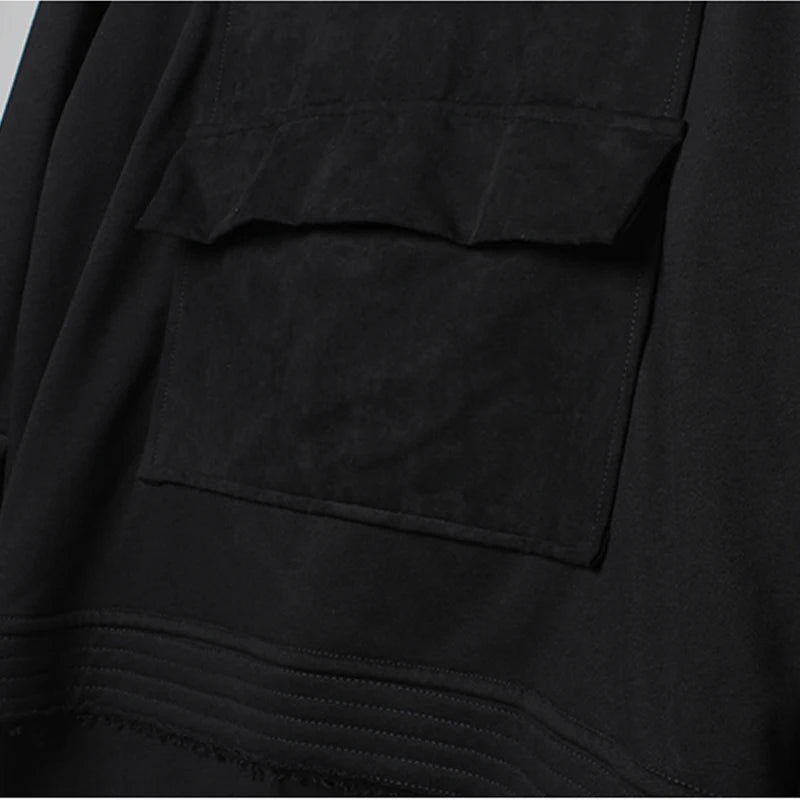Unisex Harajuku Hoodie Sweatshirt Men's clothes Patchwork Design Cotton Pullover HipHop hooded oversized Streetwear Tactical