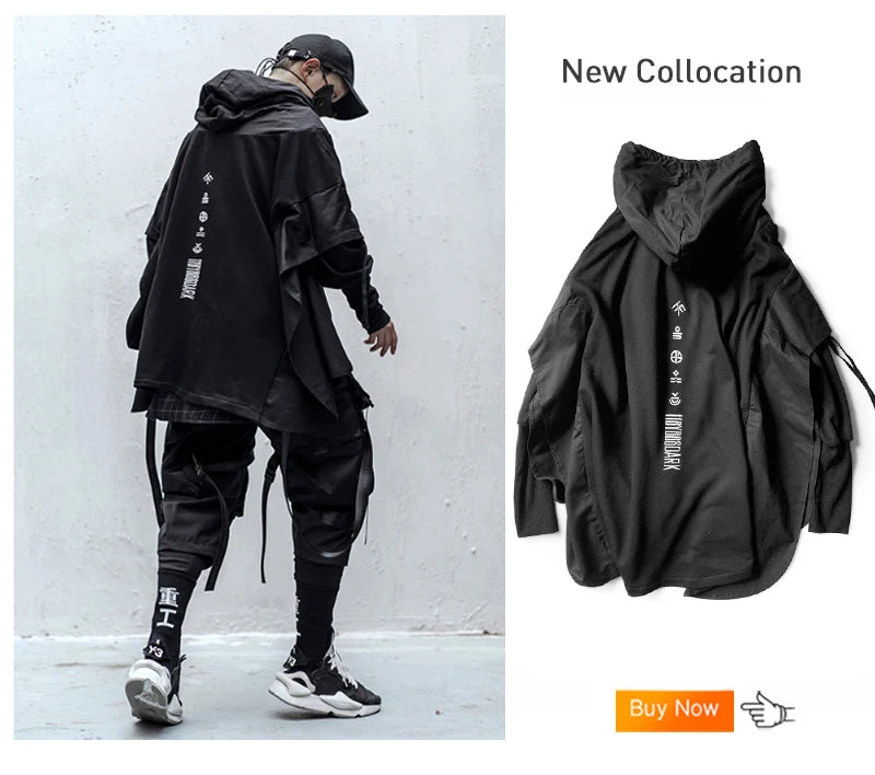 Ribbons Multi Pockets Cargo Pants Harajuku Casual Track Trouser Streetwear Techwear Pants Joggers Cyberpunk Men's clothes