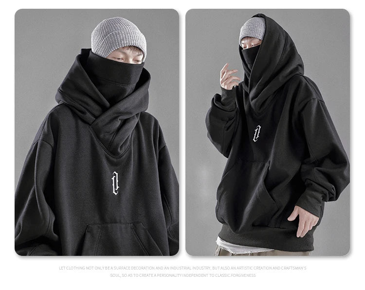 Autumn winter High collar hoodie loose comfortable Men's clothes Harajuku Hiphop streetwear Fleece hooded oversize Sweatshirt