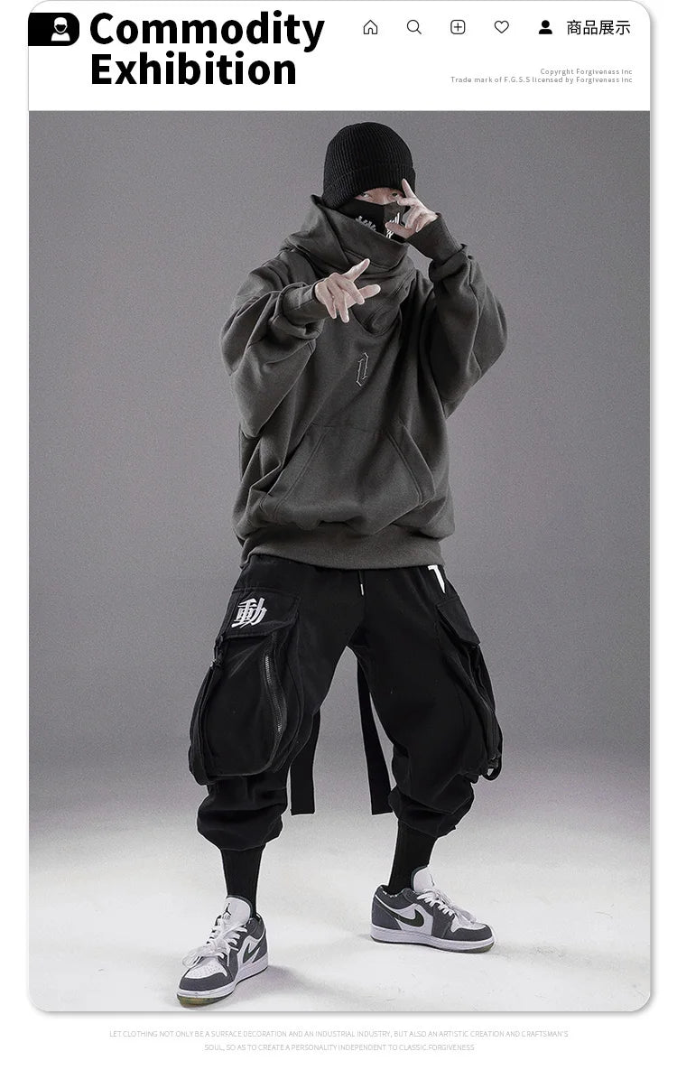 Autumn winter High collar hoodie loose comfortable Men's clothes Harajuku Hiphop streetwear Fleece hooded oversize Sweatshirt