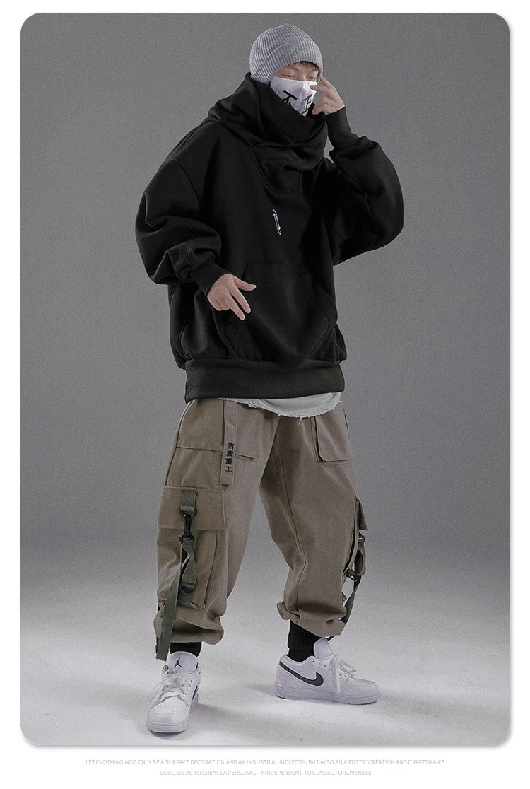 Autumn winter High collar hoodie loose comfortable Men's clothes Harajuku Hiphop streetwear Fleece hooded oversize Sweatshirt