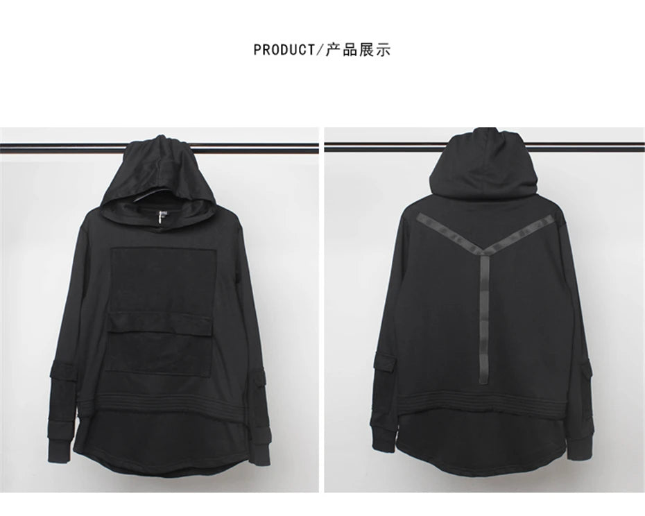 Unisex Harajuku Hoodie Sweatshirt Men's clothes Patchwork Design Cotton Pullover HipHop hooded oversized Streetwear Tactical
