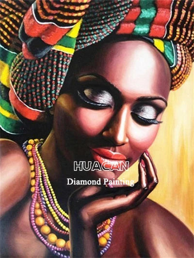 Huacan 5d Diamond Painting African Woman Handmade Gift Embroidery Portrait Farmhouse Home Decor Home Decor