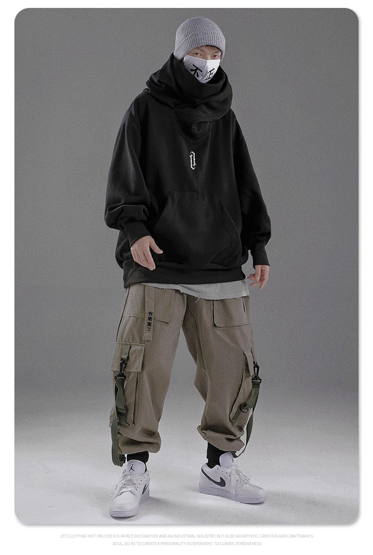 Autumn winter High collar hoodie loose comfortable Men's clothes Harajuku Hiphop streetwear Fleece hooded oversize Sweatshirt